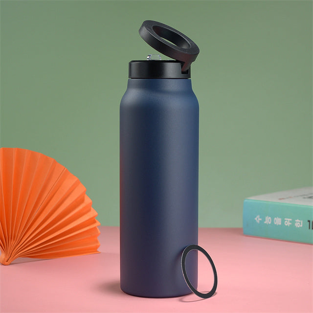Grip Go™ Stainless Steel Sports Bottle With Magnetic Phone Holder
