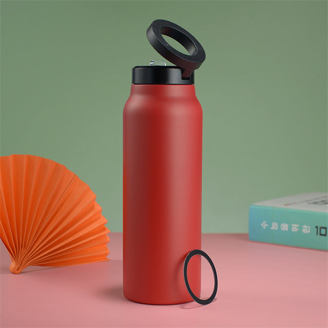 Grip Go™ Stainless Steel Sports Bottle With Magnetic Phone Holder